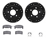 8512-45062 Drilled/Slotted Brake Rotors w/5000 Advanced Brake Pads Kit & Hardware [Black], 1988-1994 GM, Position: Rear - image 1