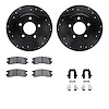 8512-45065 Drilled/Slotted Brake Rotors w/5000 Advanced Brake Pads Kit & Hardware [Black], 1994-1999 GM, Position: Rear - image 1