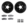 8512-45071 Drilled/Slotted Brake Rotors w/5000 Advanced Brake Pads Kit & Hardware [Black], 1994-2001 GM, Position: Front - image 1