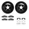 8512-46003 Drilled/Slotted Brake Rotors w/5000 Advanced Brake Pads Kit & Hardware [Black], 1997-2004 GM, Position: Front - image 1