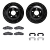 8512-46004 Drilled/Slotted Brake Rotors w/5000 Advanced Brake Pads Kit & Hardware [Black], 2004-2009 GM, Position: Front - image 1