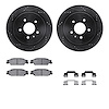 8512-46009 Drilled/Slotted Brake Rotors w/5000 Advanced Brake Pads Kit & Hardware [Black], 2003-2011 GM, Position: Rear - image 1