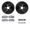 8512-46023 Drilled/Slotted Brake Rotors w/5000 Advanced Brake Pads Kit & Hardware [Black], 2008-2014 GM, Position: Front - image 1