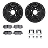 8512-46027 Drilled/Slotted Brake Rotors w/5000 Advanced Brake Pads Kit & Hardware [Black], 2013-2015 GM, Position: Rear - image 1