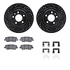 8512-46028 Drilled/Slotted Brake Rotors w/5000 Advanced Brake Pads Kit & Hardware [Black], 2013-2019 GM, Position: Rear - image 1