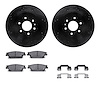 8512-46037 Drilled/Slotted Brake Rotors w/5000 Advanced Brake Pads Kit & Hardware [Black], 2004-2009 GM, Position: Rear - image 1