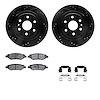 8512-46046 Drilled/Slotted Brake Rotors w/5000 Advanced Brake Pads Kit & Hardware [Black], 2010-2016 GM, Position: Rear - image 1