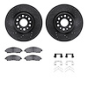 8512-46057 Drilled/Slotted Brake Rotors w/5000 Advanced Brake Pads Kit & Hardware [Black], 2017-2020 GM, Position: Front - image 1