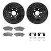 8512-46064 Drilled/Slotted Brake Rotors w/5000 Advanced Brake Pads Kit & Hardware [Black], 2010-2016 GM, Position: Front - image 1
