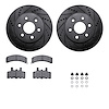 8512-46092 Drilled/Slotted Brake Rotors w/5000 Advanced Brake Pads Kit & Hardware [Black], 1998-1999 GM, Position: Front - image 1