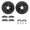 8512-46146 Drilled/Slotted Brake Rotors w/5000 Advanced Brake Pads Kit & Hardware [Black], 2005-2009 GM, Position: Front - image 1