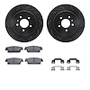 8512-46157 Drilled/Slotted Brake Rotors w/5000 Advanced Brake Pads Kit & Hardware [Black], 2005-2011 GM, Position: Rear - image 1
