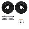 8512-47006 Drilled/Slotted Brake Rotors w/5000 Advanced Brake Pads Kit & Hardware [Black], 1988-1996 GM, Position: Front - image 1