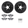 8512-47020 Drilled/Slotted Brake Rotors w/5000 Advanced Brake Pads Kit & Hardware [Black], 2008-2010 GM, Position: Rear - image 1