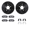 8512-47023 Drilled/Slotted Brake Rotors w/5000 Advanced Brake Pads Kit & Hardware [Black], 2004-2016 GM, Position: Rear - image 1