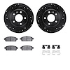 8512-47028 Drilled/Slotted Brake Rotors w/5000 Advanced Brake Pads Kit & Hardware [Black], 2011-2019 GM, Position: Rear - image 1