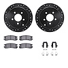 8512-47043 Drilled/Slotted Brake Rotors w/5000 Advanced Brake Pads Kit & Hardware [Black], 2001-2007 GM, Position: Rear - image 1