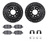 8512-47050 Drilled/Slotted Brake Rotors w/5000 Advanced Brake Pads Kit & Hardware [Black], Fits Select GM, Position: Rear - image 1
