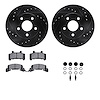 8512-47064 Drilled/Slotted Brake Rotors w/5000 Advanced Brake Pads Kit & Hardware [Black], 1985-1989 GM, Position: Front - image 1