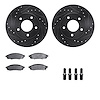 8512-47085 Drilled/Slotted Brake Rotors w/5000 Advanced Brake Pads Kit & Hardware [Black], 1988-1996 GM, Position: Front - image 1