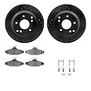 8512-47149 Drilled/Slotted Brake Rotors w/5000 Advanced Brake Pads Kit & Hardware [Black], 1988-1996 GM, Position: Rear - image 1