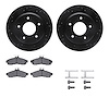 8512-47170 Drilled/Slotted Brake Rotors w/5000 Advanced Brake Pads Kit & Hardware [Black], 1994-1996 GM, Position: Rear - image 1