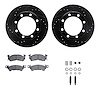 8512-48001 Drilled/Slotted Brake Rotors w/5000 Advanced Brake Pads Kit & Hardware [Black], 1971-1973 GM, Position: Front - image 1