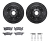 8512-48002 Drilled/Slotted Brake Rotors w/5000 Advanced Brake Pads Kit & Hardware [Black], 1971-1989 GM, Position: Front - image 1