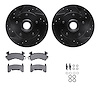8512-48004 Drilled/Slotted Brake Rotors w/5000 Advanced Brake Pads Kit & Hardware [Black], 1998-2003 GM, Position: Front - image 1