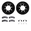 8512-48006 Drilled/Slotted Brake Rotors w/5000 Advanced Brake Pads Kit & Hardware [Black], 2018-2020 GM, Position: Rear - image 1