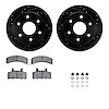 8512-48017 Drilled/Slotted Brake Rotors w/5000 Advanced Brake Pads Kit & Hardware [Black], 1988-1991 GM, Position: Front - image 1