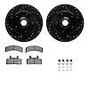 8512-48018 Drilled/Slotted Brake Rotors w/5000 Advanced Brake Pads Kit & Hardware [Black], 1988-1991 GM, Position: Front - image 1