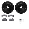 8512-48020 Drilled/Slotted Brake Rotors w/5000 Advanced Brake Pads Kit & Hardware [Black], 1990-1994 GM, Position: Front - image 1