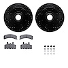 8512-48028 Drilled/Slotted Brake Rotors w/5000 Advanced Brake Pads Kit & Hardware [Black], 1992-2002 GM, Position: Front - image 1