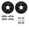 8512-48034 Drilled/Slotted Brake Rotors w/5000 Advanced Brake Pads Kit & Hardware [Black], 1997-2005 GM, Position: Rear - image 1
