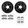 8512-48035 Drilled/Slotted Brake Rotors w/5000 Advanced Brake Pads Kit & Hardware [Black], 1998-2005 GM, Position: Rear - image 1