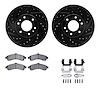 8512-48047 Drilled/Slotted Brake Rotors w/5000 Advanced Brake Pads Kit & Hardware [Black], 2002-2005 GM, Position: Front - image 1