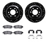 8512-48048 Drilled/Slotted Brake Rotors w/5000 Advanced Brake Pads Kit & Hardware [Black], 2002-2009 GM, Position: Rear - image 1