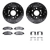 8512-48057 Drilled/Slotted Brake Rotors w/5000 Advanced Brake Pads Kit & Hardware [Black], 2005-2008 GM, Position: Front - image 1