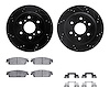 8512-48062 Drilled/Slotted Brake Rotors w/5000 Advanced Brake Pads Kit & Hardware [Black], 2007-2014 GM, Position: Rear - image 1