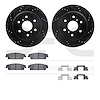 8512-48063 Drilled/Slotted Brake Rotors w/5000 Advanced Brake Pads Kit & Hardware [Black], 2014-2020 GM, Position: Rear - image 1