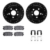 8512-48064 Drilled/Slotted Brake Rotors w/5000 Advanced Brake Pads Kit & Hardware [Black], 2010-2017 GM, Position: Rear - image 1