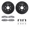 8512-48378 Drilled/Slotted Brake Rotors w/5000 Advanced Brake Pads Kit & Hardware [Black], 2009-2020 GM, Position: Front - image 1