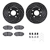 8512-50001 Drilled/Slotted Brake Rotors w/5000 Advanced Brake Pads Kit & Hardware [Black], 1989-1993 GM, Position: Front - image 1
