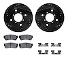 8512-50007 Drilled/Slotted Brake Rotors w/5000 Advanced Brake Pads Kit & Hardware [Black], 1989-2001 GM, Position: Front - image 1