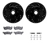 8512-51001 Drilled/Slotted Brake Rotors w/5000 Advanced Brake Pads Kit & Hardware [Black], 1991-1996 GM, Position: Front - image 1