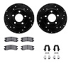 8512-52001 Drilled/Slotted Brake Rotors w/5000 Advanced Brake Pads Kit & Hardware [Black], 1997-2005 GM, Position: Rear - image 1