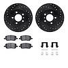 8512-52005 Drilled/Slotted Brake Rotors w/5000 Advanced Brake Pads Kit & Hardware [Black], 2005-2005 GM, Position: Rear - image 1