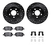 8512-52006 Drilled/Slotted Brake Rotors w/5000 Advanced Brake Pads Kit & Hardware [Black], 2005-2005 GM, Position: Rear - image 1