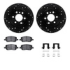 8512-52008 Drilled/Slotted Brake Rotors w/5000 Advanced Brake Pads Kit & Hardware [Black], 2006-2009 GM, Position: Rear - image 1